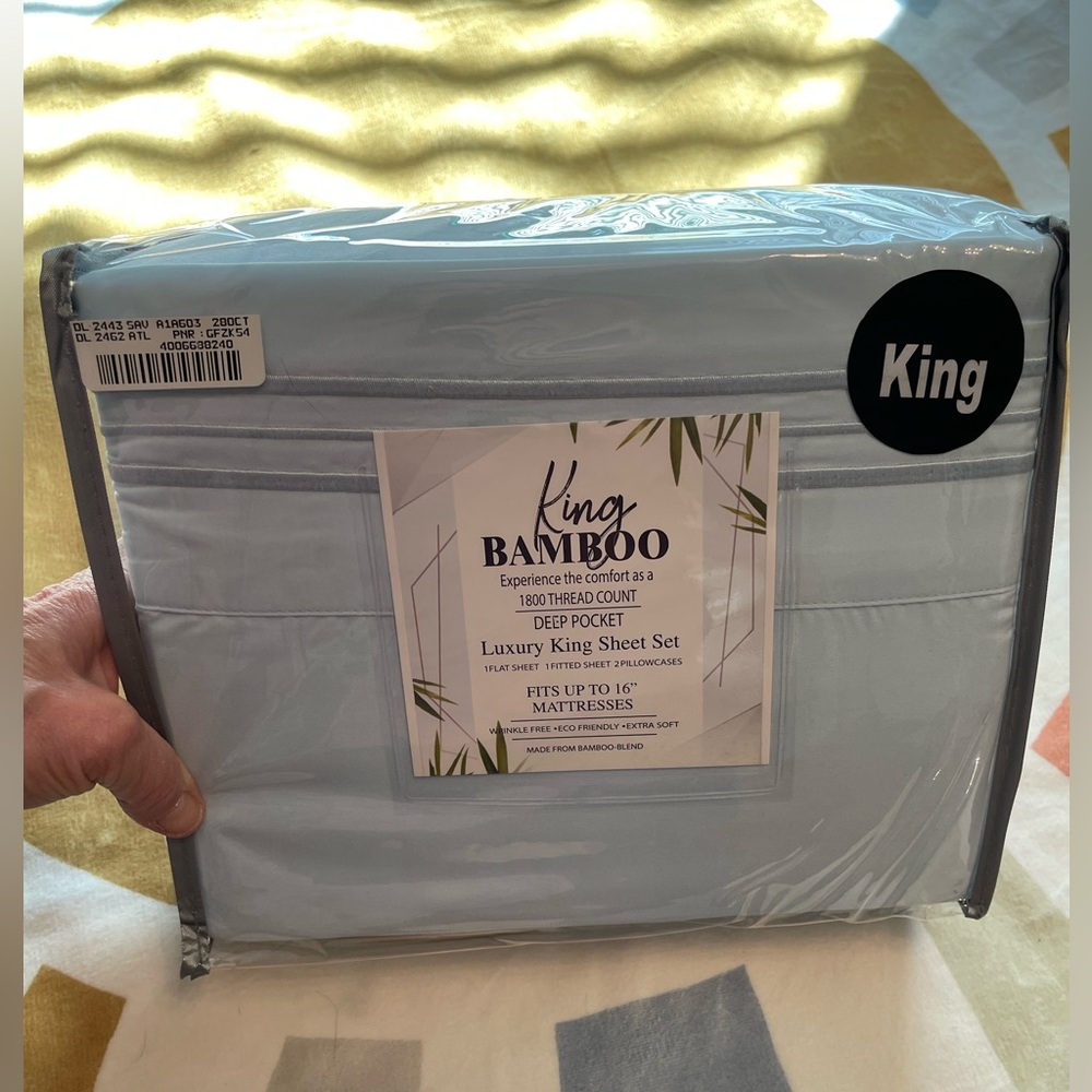 King Bamboo Blend Luxury Sheet Set deep pocket 1800 thread count